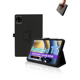 Case for aiprotablet A30T Android 15 Tablet 10 inch Tablet,UYRUREL Leather Slim Folding Stand Cover with Hand Strap Magnet for Men Women Full Protection,Black.