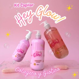 Kit Capilar Hey Glow! Con Colágeno Y Biotina | Pack 4 En 1