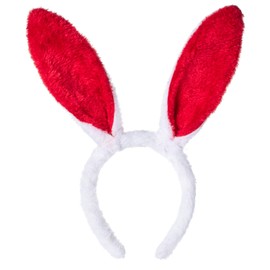 Diadema con orejas de conejo de Navidad, regalo para niños y niñas, Rojo, 1 paquete