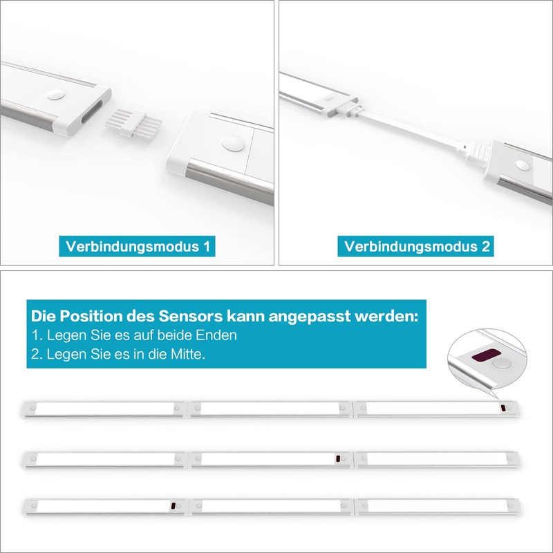 wobsion Under-Cabinet Light, Dimmable, Under-Unit Light with Sensor, LED Strip