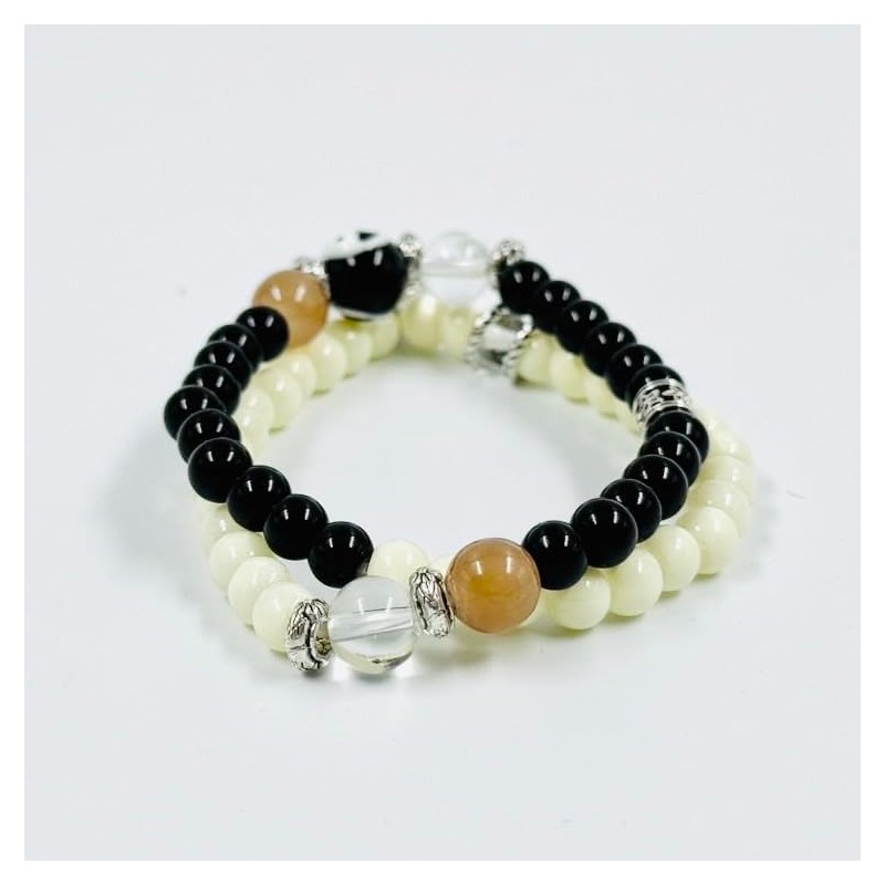 Buddhist Prayer Beads Bracelet,bead bracelet,Prayer Beads White Bodhi Ebony Buddha