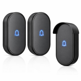 Homtronics Timbres Inalámbricos para Casa, [Impermeable] [300m de Alcance] Timbre de Puerta 1 Transmisor y 2 Receptor con 60 Melodías, 5 Niveles de Volumen, LED Indicador para Exterior