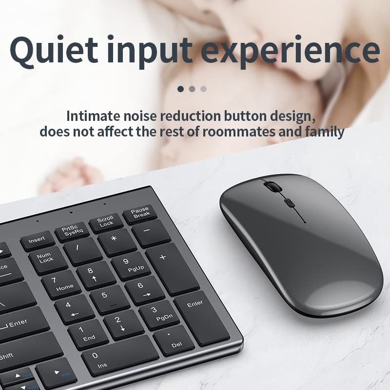 Slim Rechargeable Bluetooth Keyboard and Mouse Set for Laptop Computer