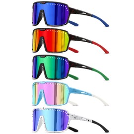 DioKiw 5PACK Polarized Kids Sunglasses UV Protection Youth Baseball Sunglasses Lightweight Big Frame Softball Goggles