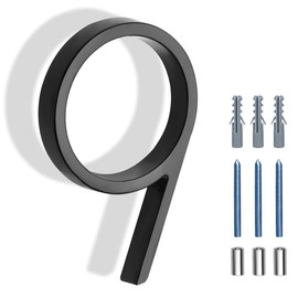House Numbers, 5" Floating Stainless Steel Address House Number Sign, Modern Metal Anti-Rust House Numbers with Nail Kits for Door Yard Street Mailbox(Number 9)