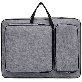 A3 Art Portfolio Case Folder Waterproof Canvas Artwork Storage Portable Drawing Board Backpack Artist Portfolio Carrying Tote Bag Large Drawing Painting Pads Case Artist Organizer for Women Men,Grey