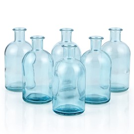 MDLUU 6-Pack Glass Bud Vase, Apothecary Bottle Vase, Decorative Glass Bottle for Wedding Centerpiece, Home Decor (Blue)