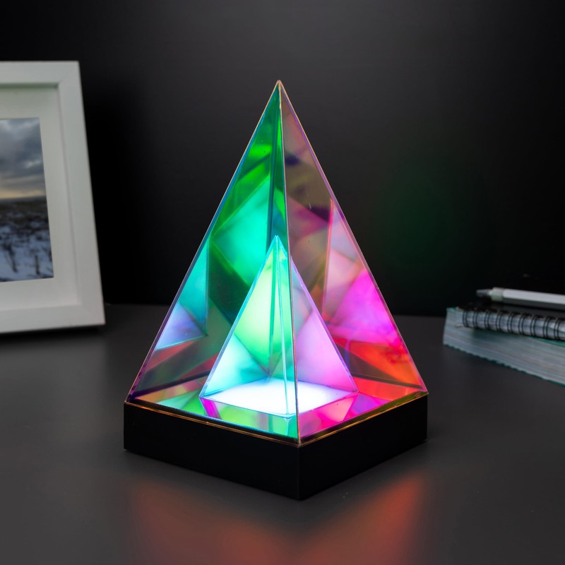RED5 USB Holographic Infinity Effect Pyramid Lamp Adjustable Brightness Mood