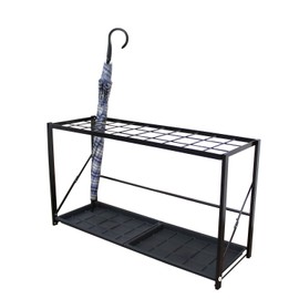 GL Global Life Folding Umbrella Storage Stand Rack Holder Organizer Free Standing Industrial Umbrella Rack for Entryway Home Commercial Office Hotel Entry Hallway Patio Décor with Removable Drip Tray