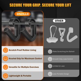 ONZILLO Neutral Grip Pull Up Handles, Ergonomic Non-Slip Hooks for Barbell Row Deadlift Resistant Bands Cable Machine, Lightweight Pull Up Bar Accessories, Portable Grips for Home Gym Workout, Nylon