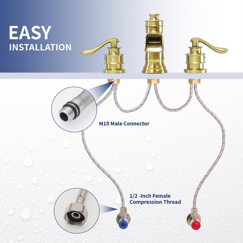 BWE 32-Inch Long Bathroom Kitchen Faucet Connector Braided Stainless Steel