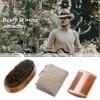 JewelryWe Men's Beard Care Set, Beard Brush with Boar Bristles