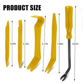 Wogomz 5PCS Auto Trim Removal Tool Kit, No-Scratch Plastic Pry Kit, Interior Fastener Remover Pry Tool Set for Car Door Clip Panel & Audio Dashboard Dismantle, Universal Car Accessories (Yellow)