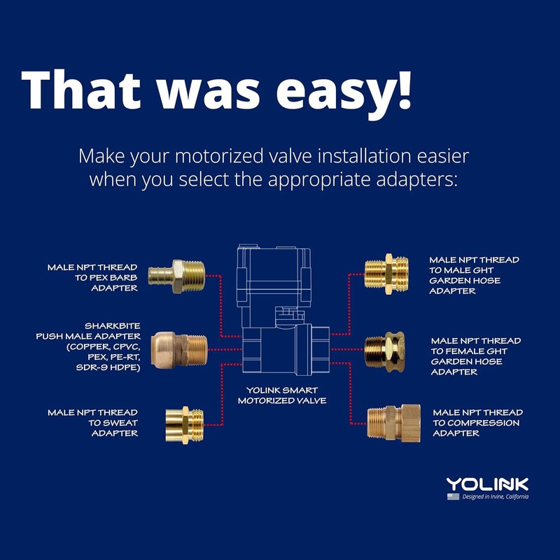 YoLink Wireless Smart Valve Control Kit, 1/2" Brass Motorized Valve,