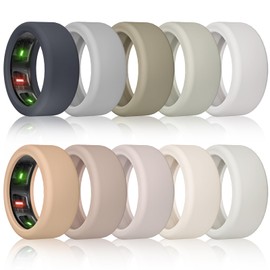 BandSmith Silicone Ring Cover Compatible with Oura Ring Protector, Elastic Case for Oura Ring Gen 4/3 Working Out - Patent Protected (Neutral Nest-10P, M for 11/12/13)