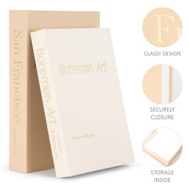 Aesthetic Linen Covered Decorative Books - 2-piece Set Decor Boxes for Bookshelf, Mantle and Entryway Table Decor for Living Room - Modern Fake Books for Decoration Coffee Table Storage Box