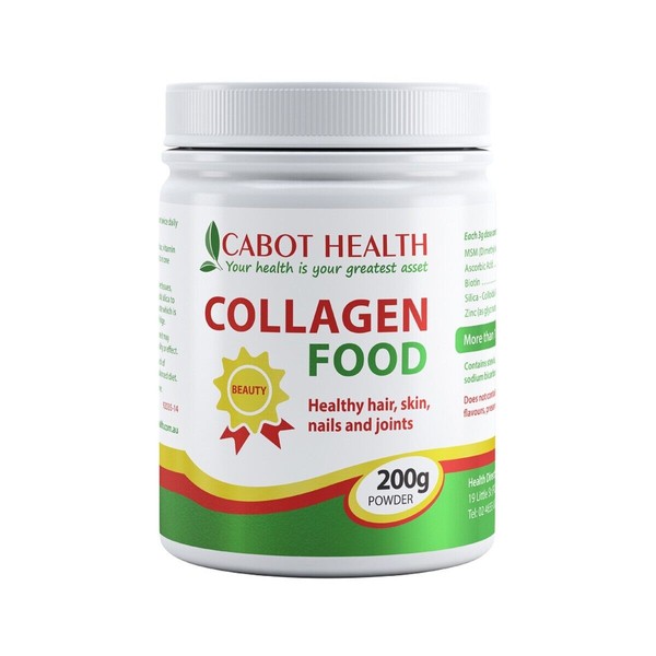 1 x 200g CABOT HEALTH Collagen Food MSM Powder + Vitamin C with Colloidal Silica