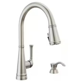 Delta Alpen SpotShield Stainless Single Handle Pull-Down Kitchen Faucet with Sprayer (Deck Plate Included)