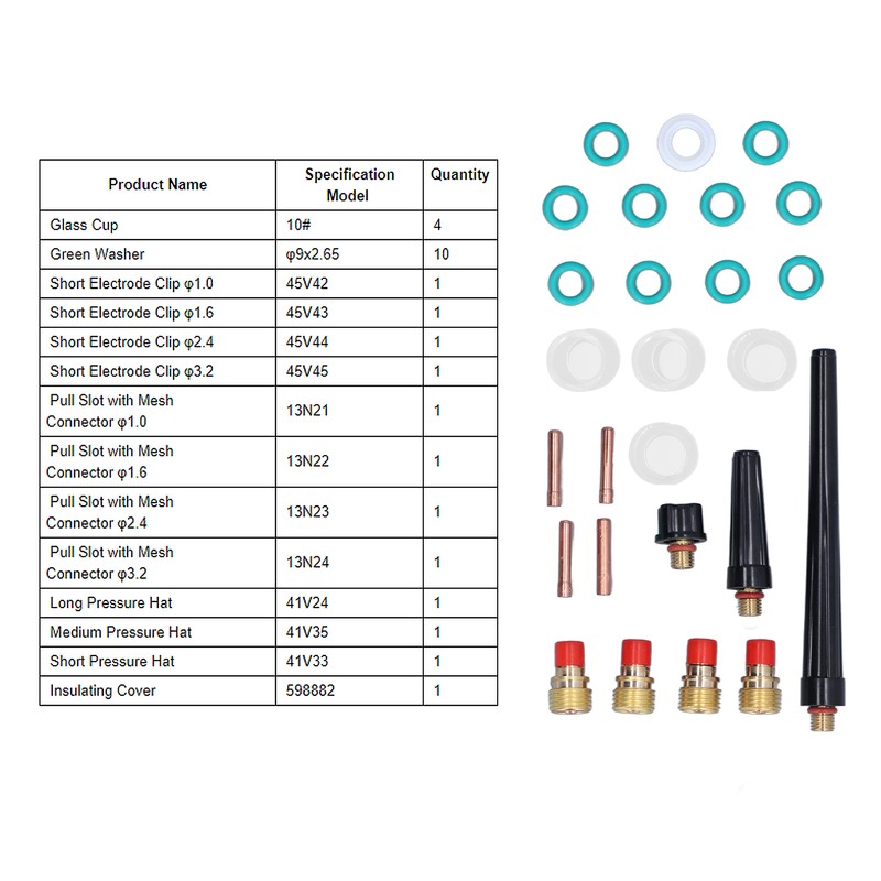 26Pcs TIG Welding Torch Tool Glass Cup Gas Lens Welding