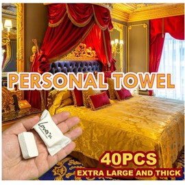 Premium Disposable Washcloths for travel, 40pcs Portable Disposable Pure Cotton Compressed Towels for Face Hand Washing, Thick Large, Reusable Compact, for traveling Camping, Hiking, Backpacking