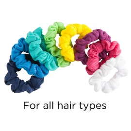 GOODY Goody Ouchless Jersey Scrunchies - 8 Ct, Assorted Neon Rainbow Tones, Damage-Free, Dentless & Secure Hold Hair Ties, Gentle Hair Accessories for Women & Men, All Day Comfort, All Hair Types