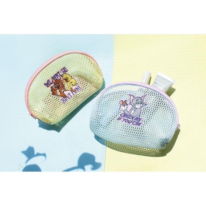 Tees Factory TJ-5544327BL Tom and Jerry Mesh Round Pouch, Blue,