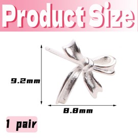 Bow Stud Earrings, 925 Sterling Silver Bow Stud Earrings for Women Teen Bowknot Stud Earrings Ribbon Bow Studs