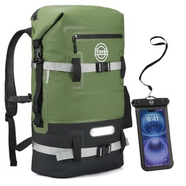STOVER 40L Dry Bag Backpack with Waterproof Phone Pouch - Green