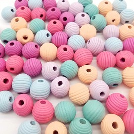 DAHI wooden beads colourful wooden balls round mixed wood beads with hole craft beads for DIY jewellery making.