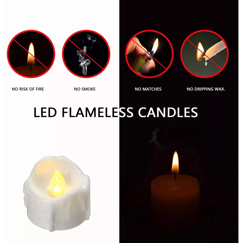 Luminara 12 Pcs Style Moving Wick Led Flameless Tea Candles