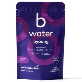 B Water - Byoung Daily Tabletas Efervescentes Rehidratantes | Tabletas Para Rehidratar con Açai, Mora Azul y Vitaminas C, B6 y B12 | Sin Cafeína | Sabor Acai Berry | Vitalidad Renovada | 12 Sobres