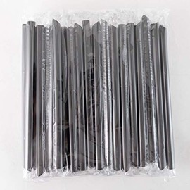 Eight Shop Tapioca Straws, Black, 50 Pieces, Extra Thick, 0.5 inches (12 mm), Individual Packaging, Commercial Use
