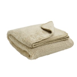 Throw Blanket 100 x 70 cm Beige Fluffy Warm Winter Boa Microfiber Cute Baby Baby