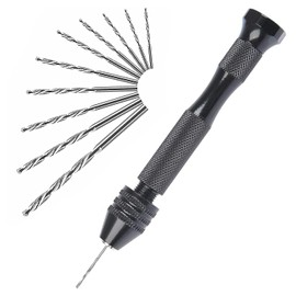 XPOOP 11 Pcs Hand Drills, Professional Mini Hand Drill Kits, Mini Drill Bits for DIY Drilling, Model Making, Metal Spiral Hand Drills, Craft Drilling and Woodworking (0.8-3.0mm)
