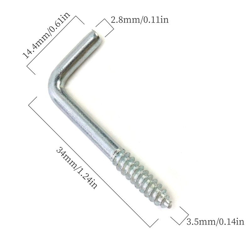 EOBNIKTWS 50 Pcs Right Angle Hooks Zinc Plated L Hook