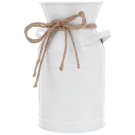Toddmomy Vintage Metal Vase Farmhouse Jug Vase Galvanized Milk Can with Handle Metal Galvanized Milk Can Country Rustic Decorative Bucket for Home Decoration White