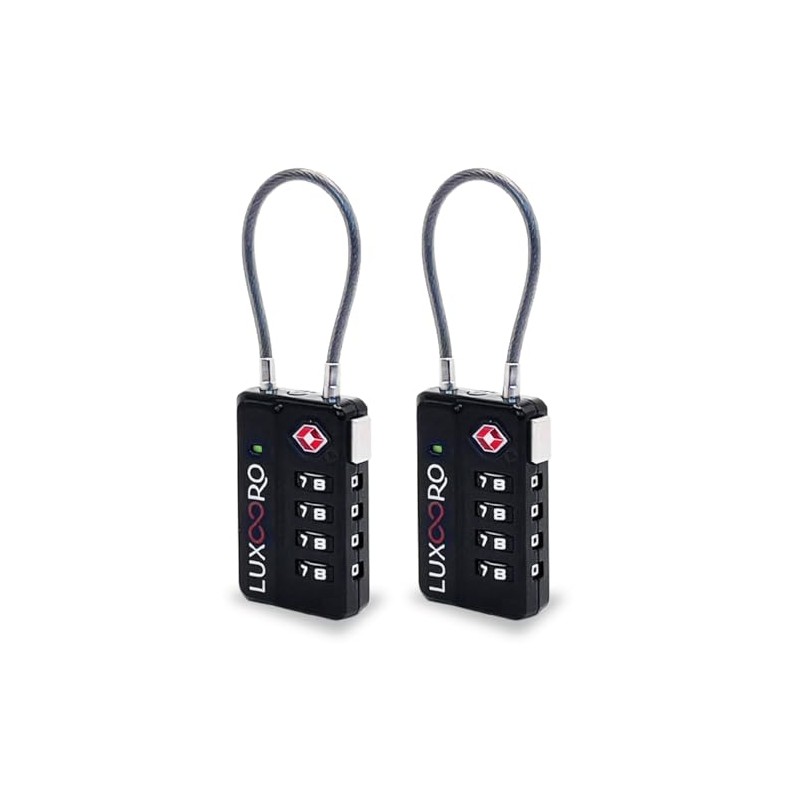 LUXOORO TSA Approved Luggage Lock with Alert Indicator, 4-Digit Resettable