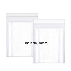 huruirui 10 x 15 cm Ziplock Bags, Pack of 200 Zip Bags, Resealable Transparent Plastic Bags, Small Sealing Bag, Zip Bag Set, Small, Waterproof, 100 μm
