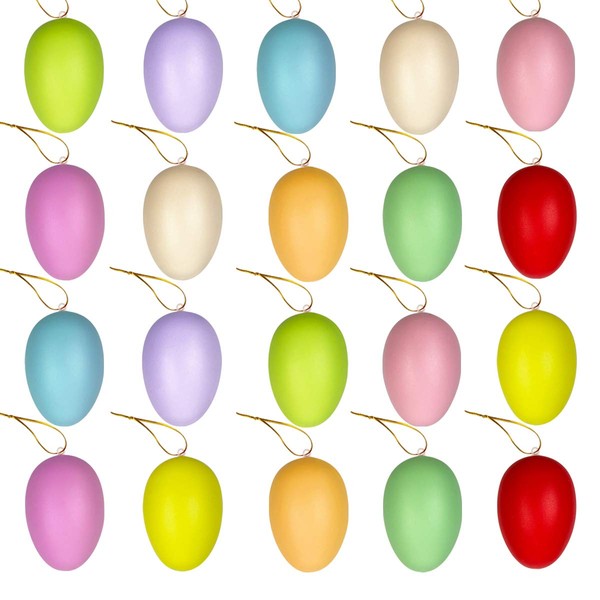 Anditoy 20 Pack Easter Eggs Decorations Plastic Colorful Hanging Ornaments with 12 Color Pens Easter Crafts for Easter Tree Basket Decor Home Party Favors Supplies