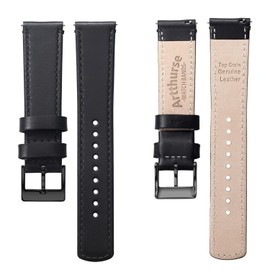 Artthurse Top Grain Leather Watch Band, Quick Release Genuine Leather, 20mm 22mm Watch Strap for Men and Women (22mm, Black/Black)…