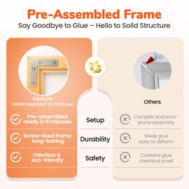 Oxfraki Mona Lisa Cat Scratcher Bed Home Decor 3-in-1 Pre-Assembled Frame Easy Setup 3D Kitten Cardboard House Horizontal Scratching Pad Cat Living in Famous Painting Gift for Your Beloved Pet