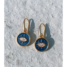 M.DUN - Evil Eye Earrings for Women - 14K Gold Plated Cubic Zirconia Fishhook Gift - 3C1051 (3C0966-1)