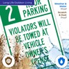 Sigo Signs 2 Hour Parking Violators Will Be Towed at