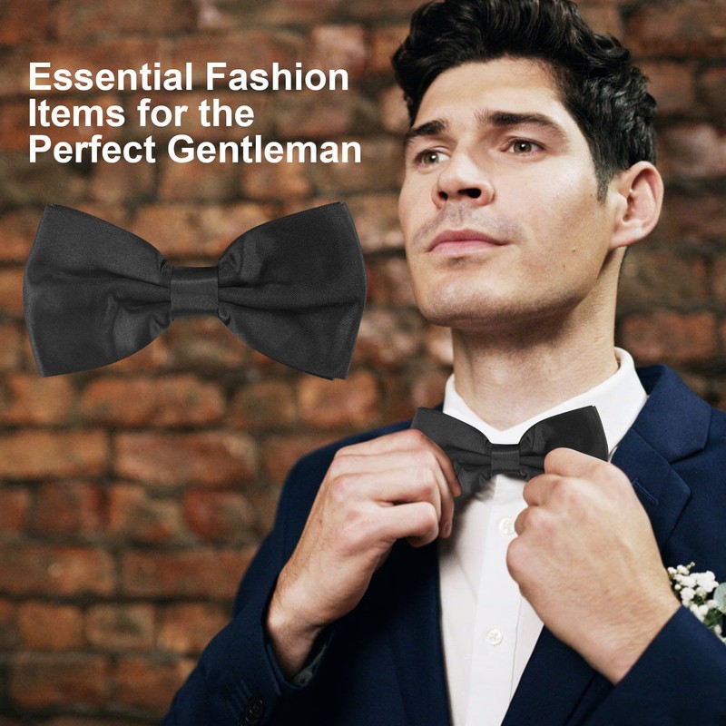 EASYKEENECOM Black Self Tie Bow Ties for Men Self Tie