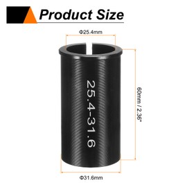 sourcing map Alloy Bike Seat Post Reducer Shim 25.4mm to 31.6mm 60mm Length Aluminum Bicycle Reducing Sleeve Conversion Seat Post Tube Adapter for Mountain Bike Road Bike City Bike