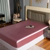 YASMENG Old Rose Twin Satin Fitted Sheets Only for Single
