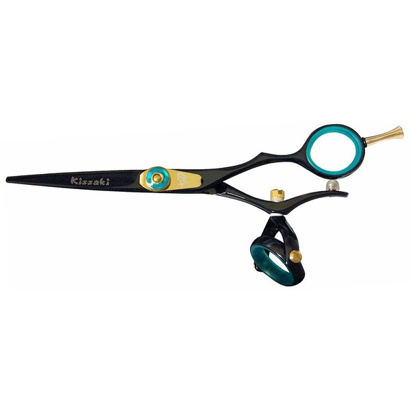 Kissaki Hair Scissors Gokatana 5.5 inches Double Swivel Black B Titanium Hair Cutting Shears