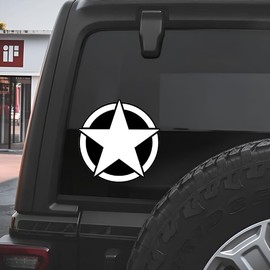 Military Star Vinyl Stickers 2-Pack – Waterproof Removable Car Decals for Trucks, Bumpers, Laptops, Windows, and Tactical Vehicles B043