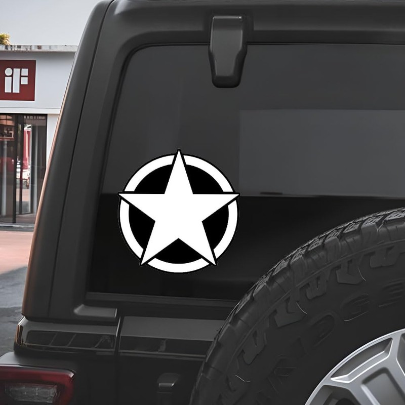 Military Star Vinyl Stickers 2-Pack – Waterproof Removable Car Decals