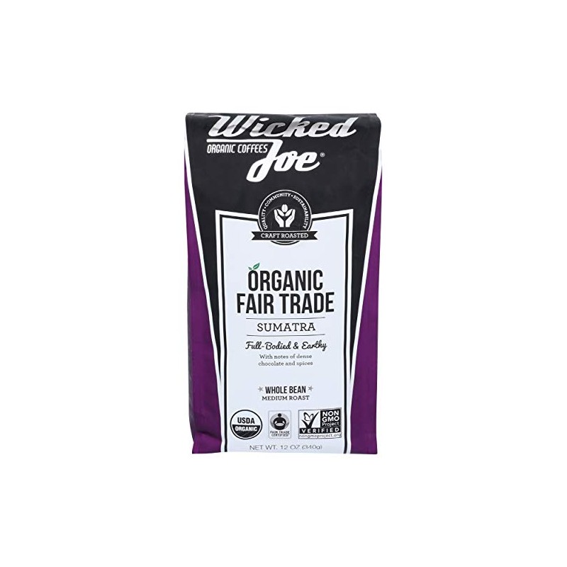 Wicked Joe Coffee Sumatra Whole Bean, 12 oz, 0.88 Pound